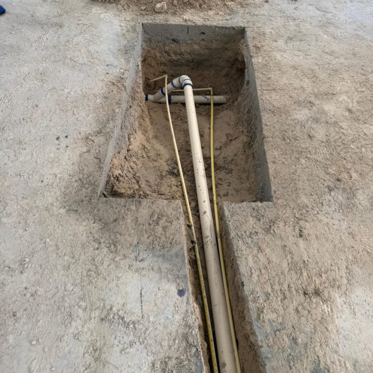 Plumbing trench layout