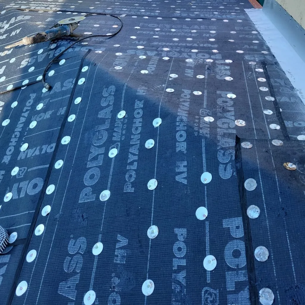 Actual roofing work in progress